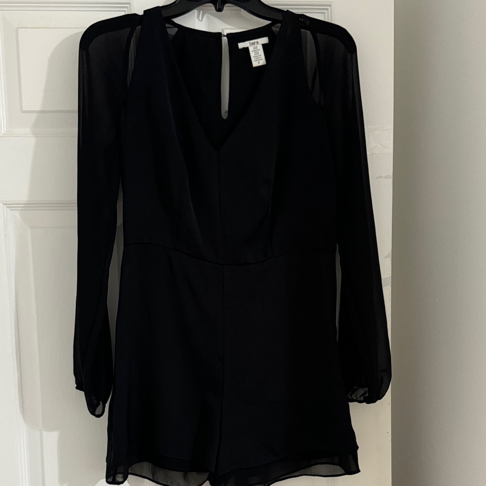 Bar III Black Sheer Sleeve Jumpsuit